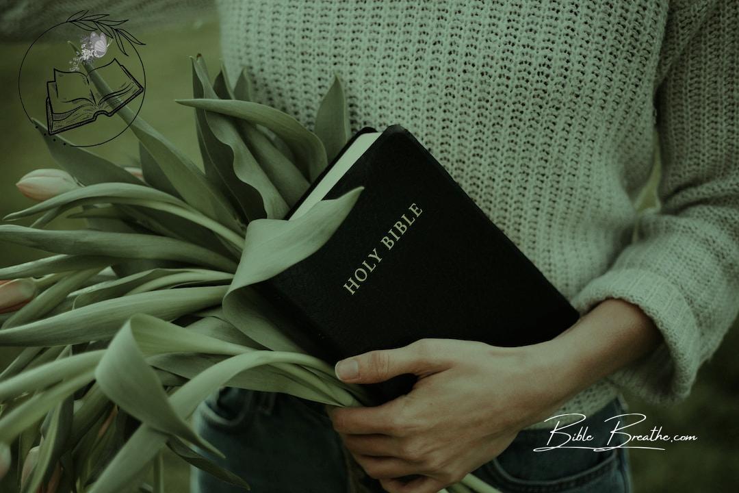 person carrying Holy Bible and bunch of green leaves