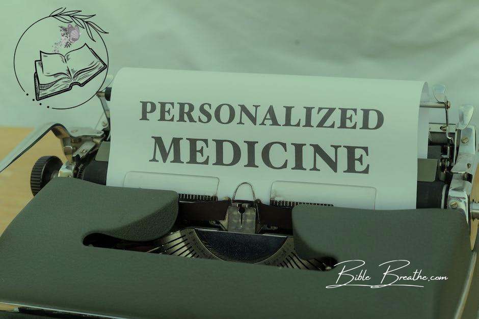 A typewriter with personalized medicine written on it