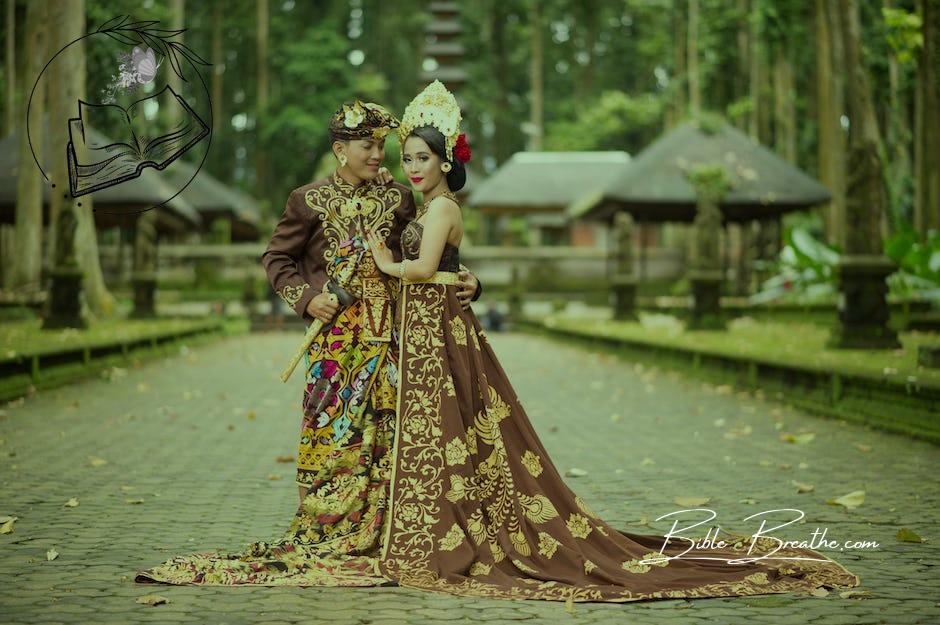 Photo of Man and Woman Wearing Brown Floral Dress