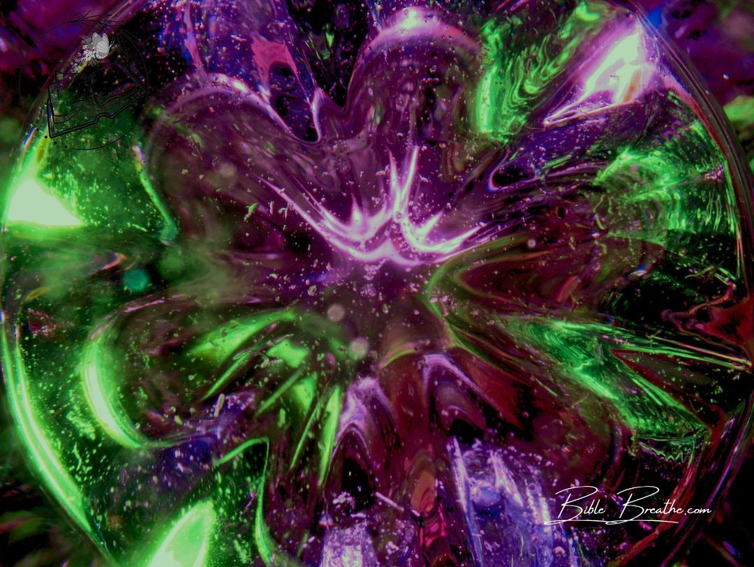 green and purple abstract painting