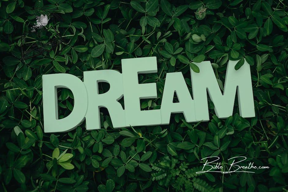 Dream Text on Green Leaves
