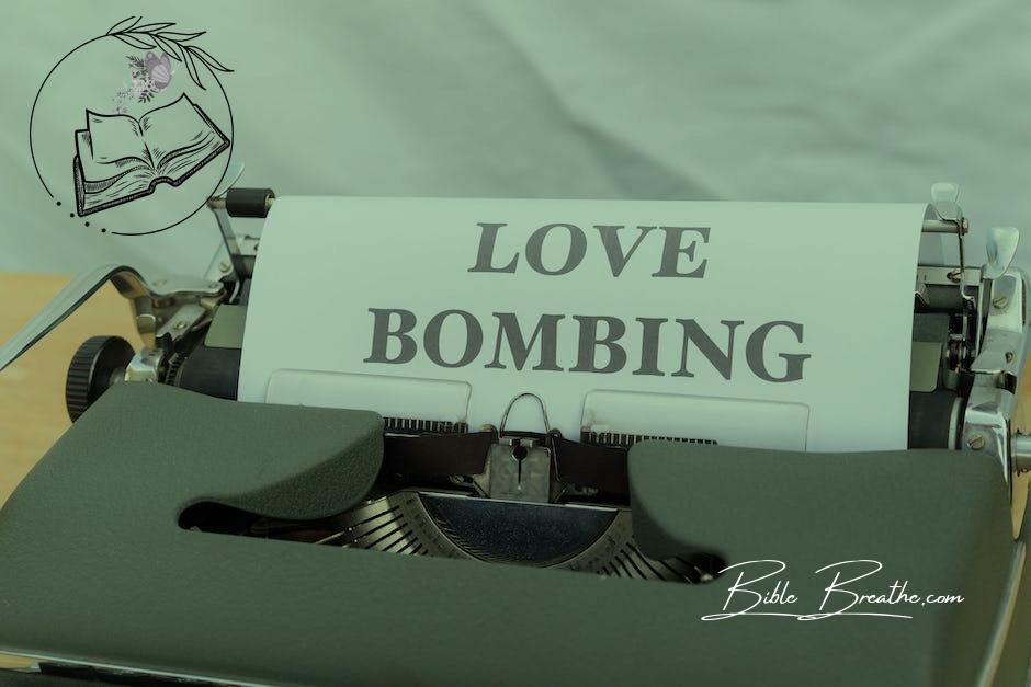 A typewriter with a love bombing paper on it