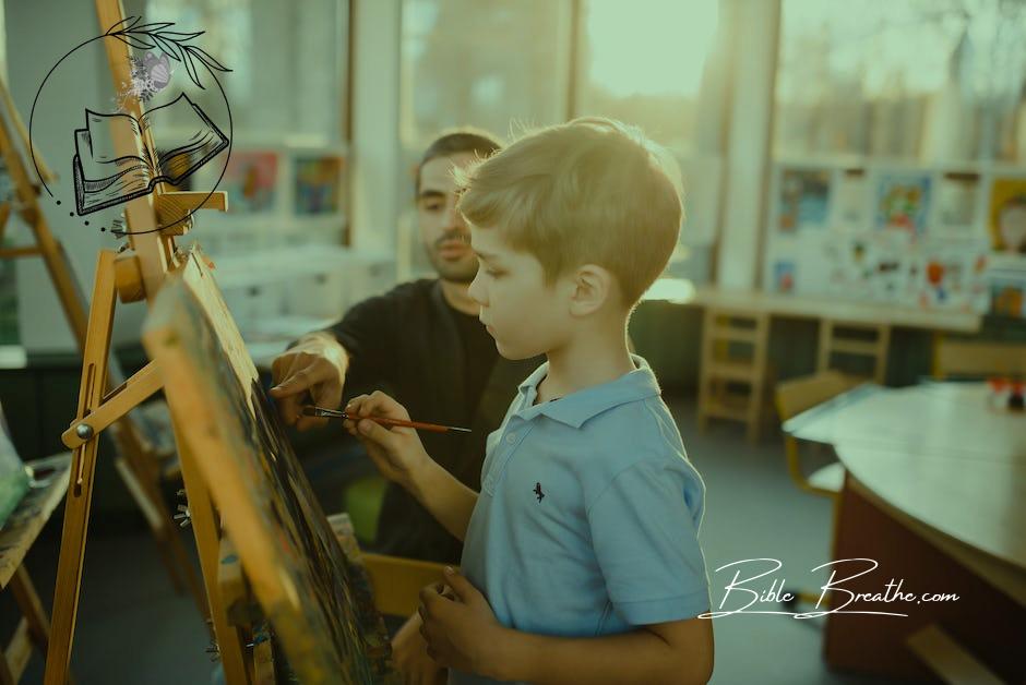 Art Teacher Supervising a Student 