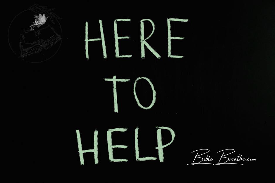 Here To Help Lettering Text on Black Background