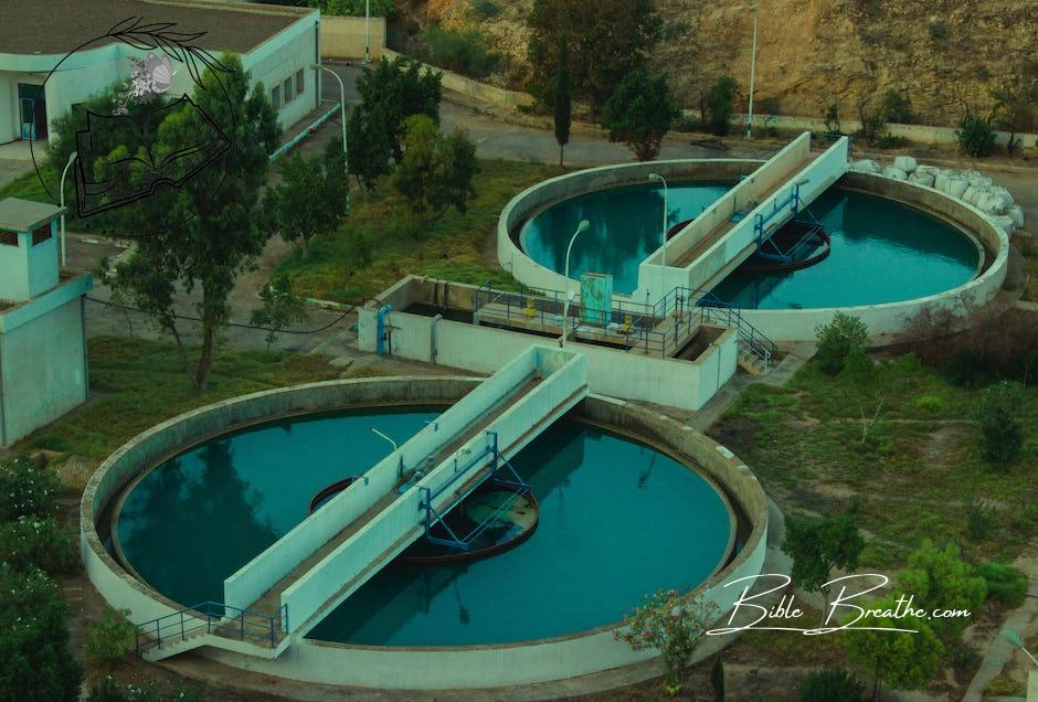 Aerial Shot of Sewage Treatment Plant