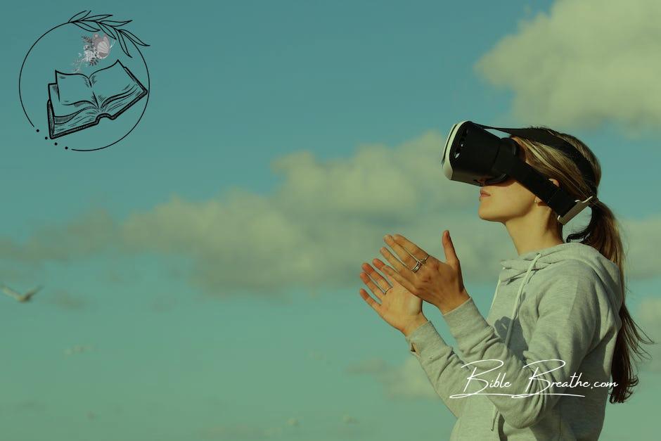 Woman Using Vr Goggles Outdoors