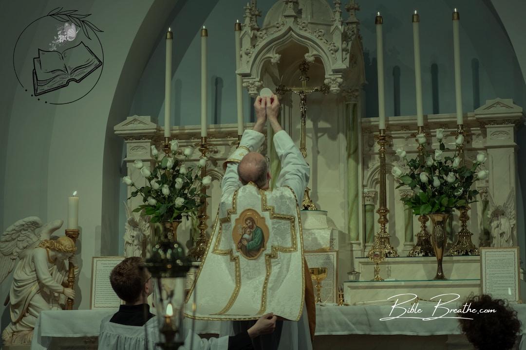 priest standing beside altar