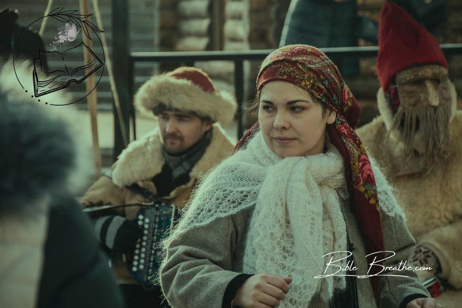 People Wearing Traditional Russian Clothing