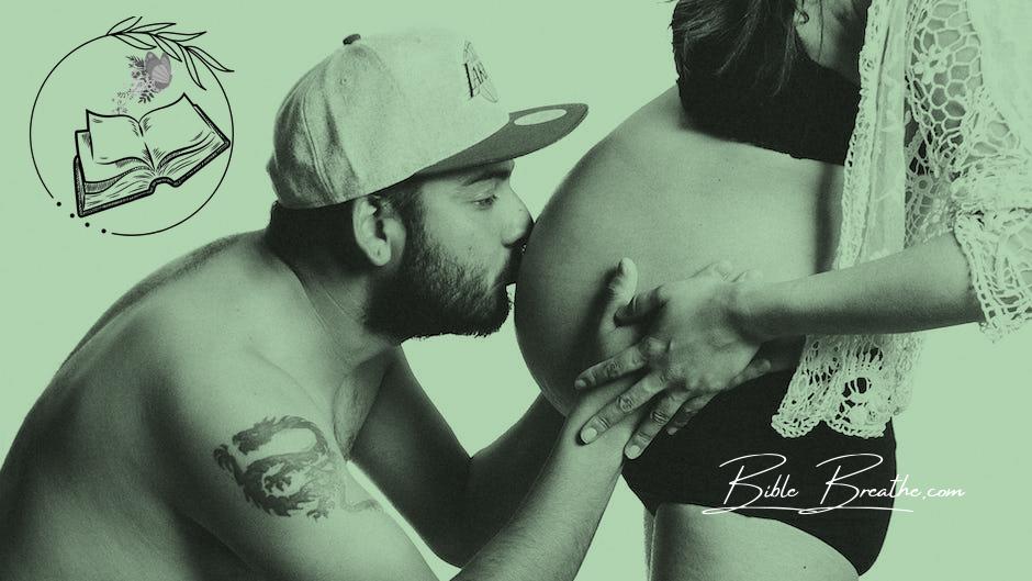 Grayscale Photography of Man Kissing Woman's Pregnant Bell