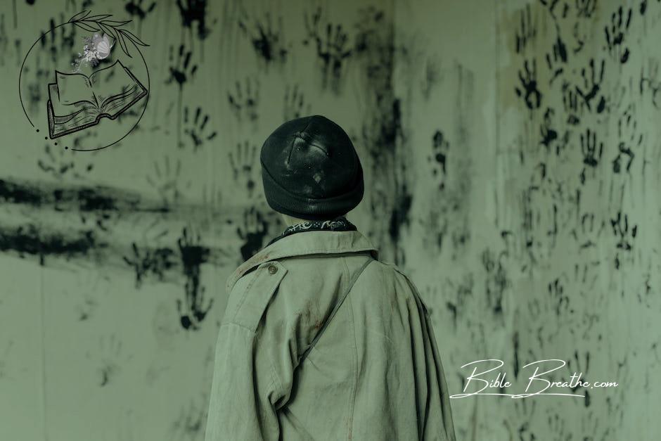 Person in Brown Coat and Black Hat Standing Near White and Black Floral Wall