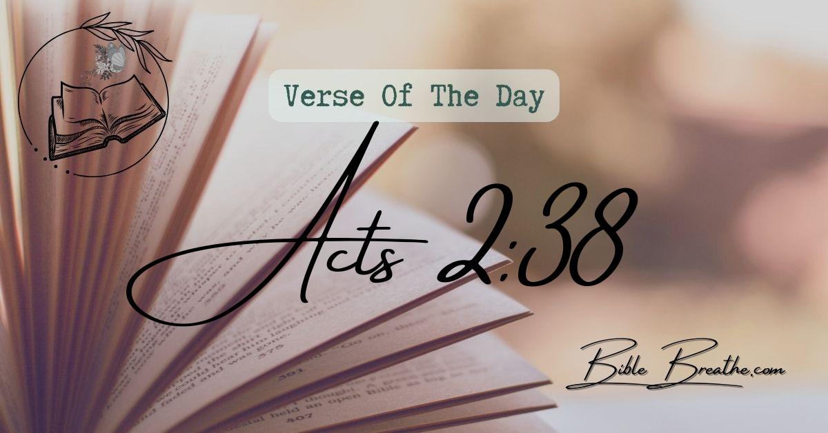 Acts 2:38 Then Peter said unto them, Repent, and be baptized every one of you in the name of Jesus Christ for the remission of sins, and ye shall receive the gift of the Holy Ghost. Verse Of The Day BibleBreathe Featured Image