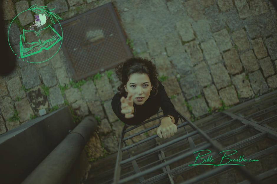 Photo of Woman Climbing on Ladder