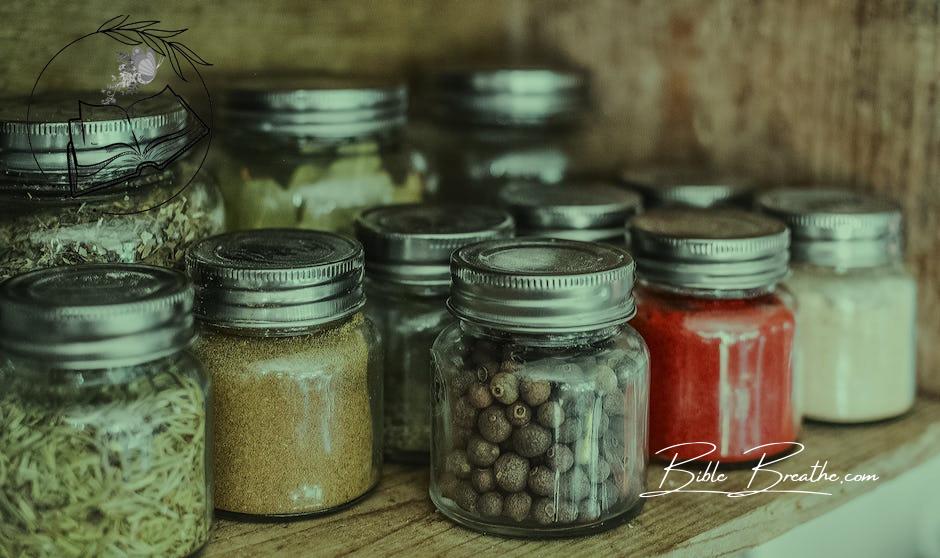 Spice Bottles on Shelf