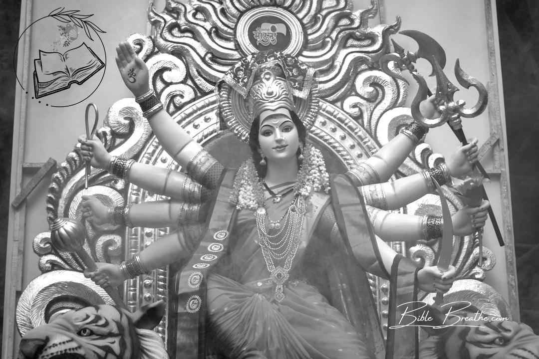 A beautiful idol of Maa Durga at a workshop in Mumbai during Navratri 2019