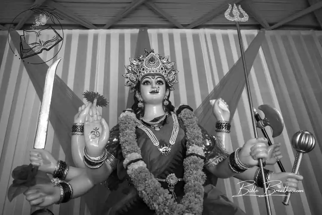 A Durga Devi temple in Mumbai, India during the festival of Navratri in 2019